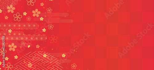 正月の背景イラスト。和柄をあしらった美しい背景