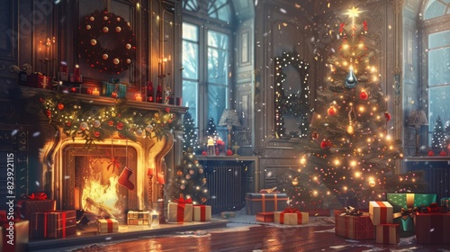 Magical Christmas Tree Illuminates Festive Interior for New Year s Eve