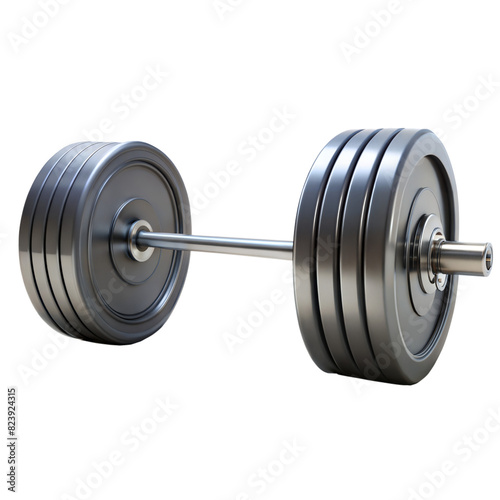 A black weight bar with a black rubber plate on each side. The bar is long and thick