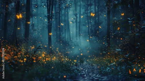 Magnificent Flittering Fireflies Flying in the Night photo