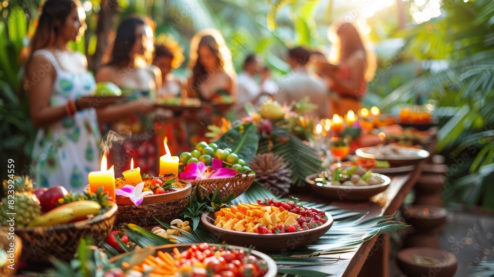 Table Set With Plates of Food and Candles