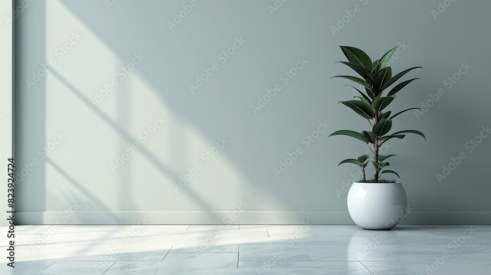 Plant in White Vase on White Floor Plant in White Vase on White Floor