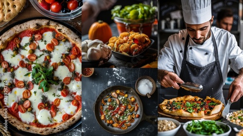 Chef in Chefs Hat Making Pizza