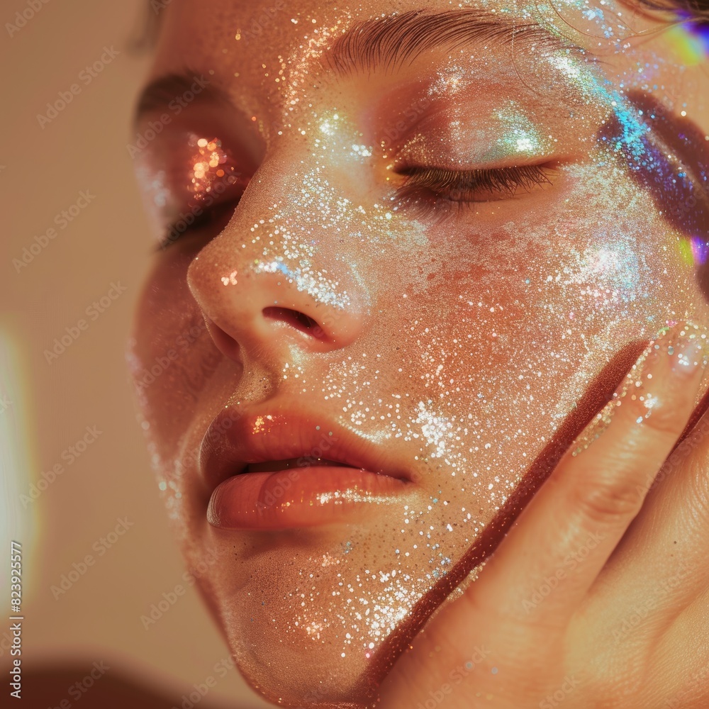 Shimmering Body Lotion Close-Up for Festive Event, Highlighting Sparkling Skin, Perfect for Holiday Celebration** Shimmering Body Lotion Close-Up for Festive Event, Highlighting Sparkling Skin, Perfect for Holiday Celebration**