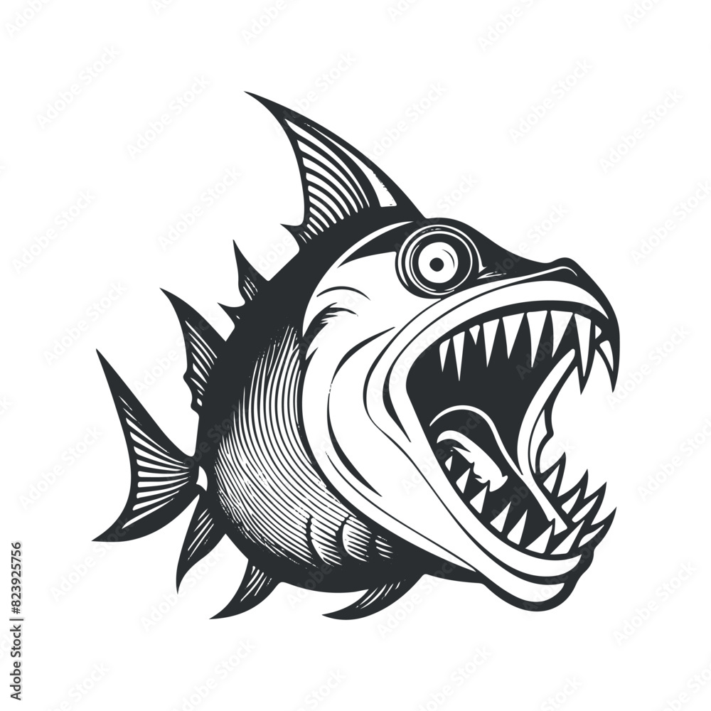 Fish vector black and white illustration line art collection, White background. Fish vector black and white illustration line art collection, White background.