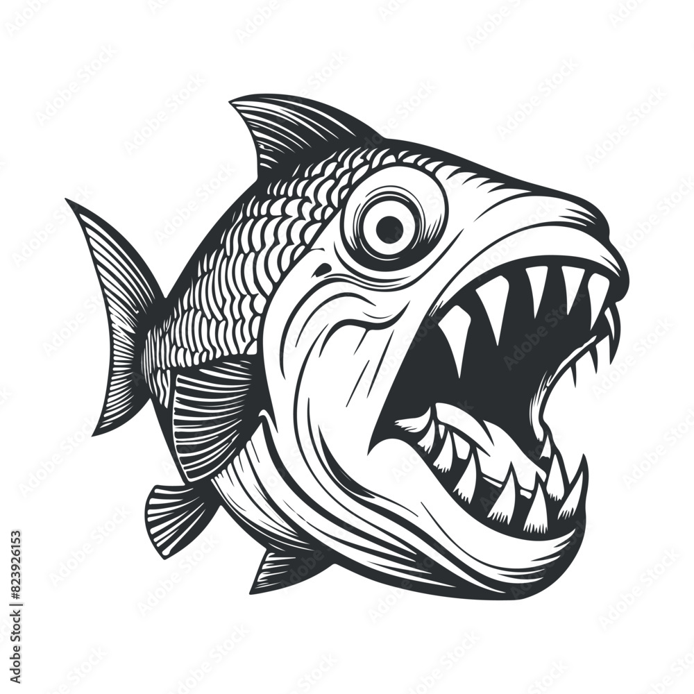 Fish vector black and white illustration line art collection, White background. Fish vector black and white illustration line art collection, White background.