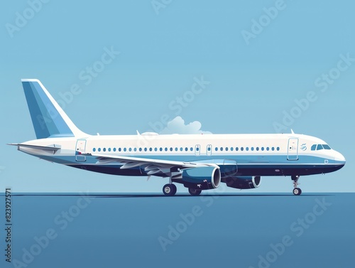  airplane standing on the runway against a light background