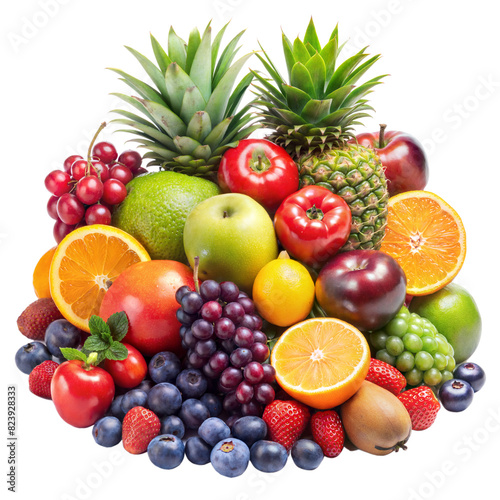 A colorful assortment of fruits and vegetables  including apples  oranges