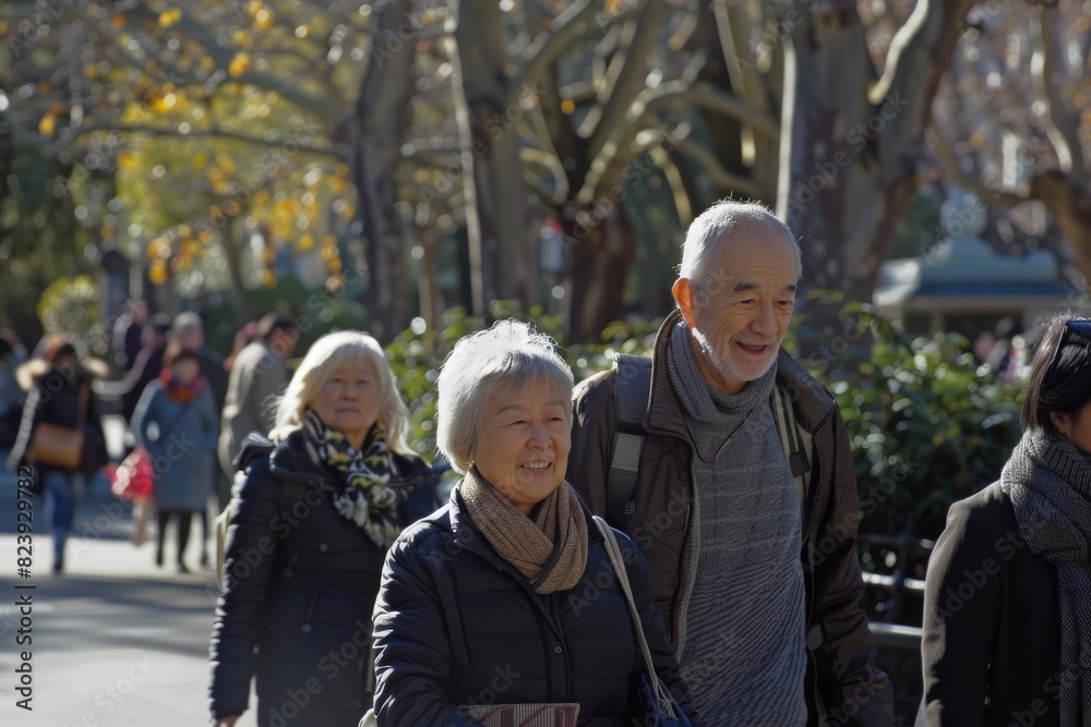 Unidentified Japanese senior couple in Tokyo. Unidentified Japanese senior couple in Tokyo.