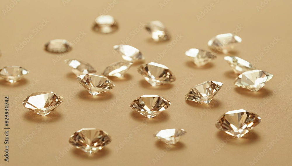 Multiple diamonds are arranged neatly on a table surface Multiple diamonds are arranged neatly on a table surface