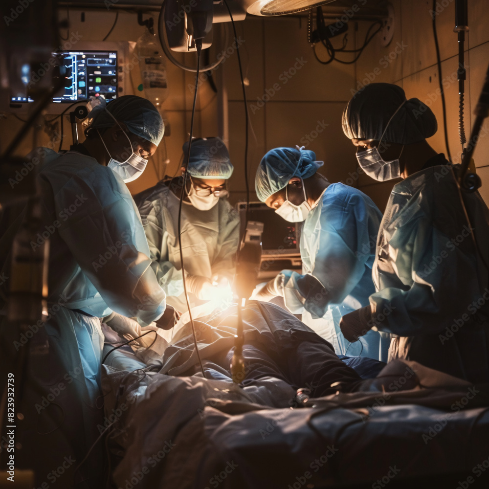 medical team is checking the health a patient in the ICU.Monitors beep steadily as doctors and nurses assess vital signs and adjust equipment.The room is filled with a sense urgency and focused care. medical team is checking the health a patient in the ICU.Monitors beep steadily as doctors and nurses assess vital signs and adjust equipment.The room is filled with a sense urgency and focused care.