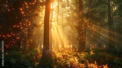 Fiery tongues of light casting a warm glow over a tranquil forest clearing