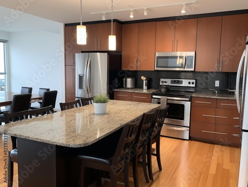 Sunlit Modern Kitchen Ready for Cooking in a Stylish Apartment