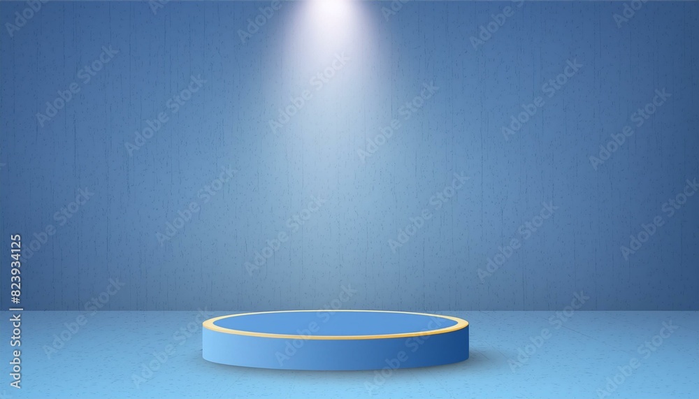 Empty blue background and spotlight with studio for showing or design. Blank backdrop made Empty blue background and spotlight with studio for showing or design. Blank backdrop made