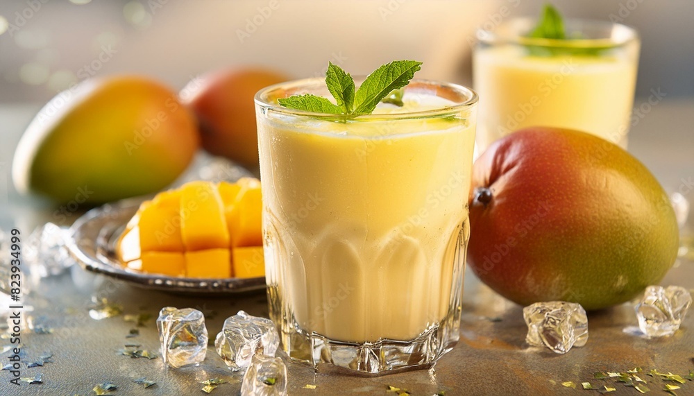 Fototapeta premium Mango smoothie on table