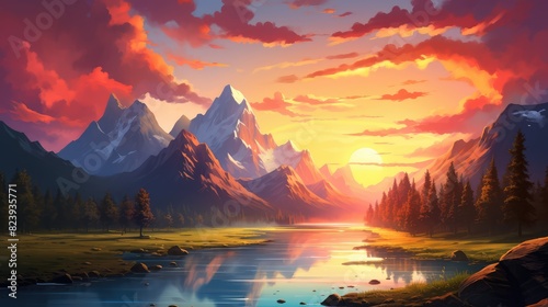 sunset in the mountains © Wallpaper