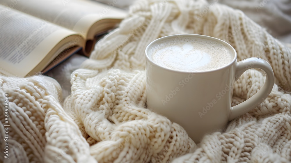 Cozy Night In Capture a mug of warm milk with a knitted Cozy Night In Capture a mug of warm milk with a knitted