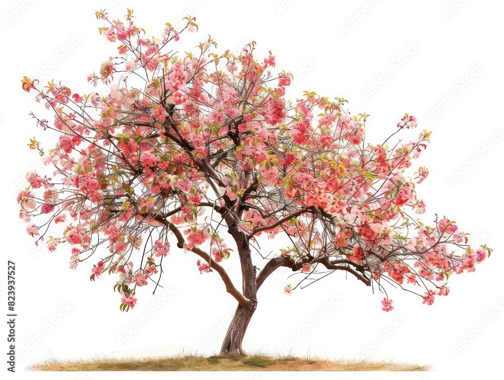 peach tree on white background