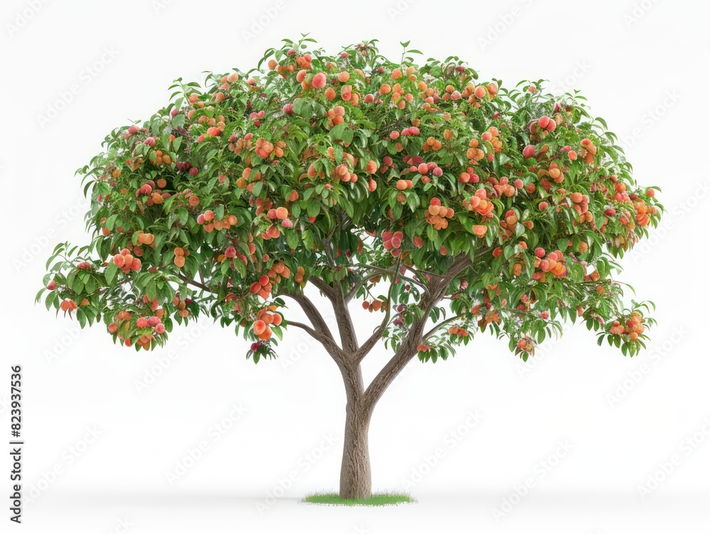 peach tree on white background