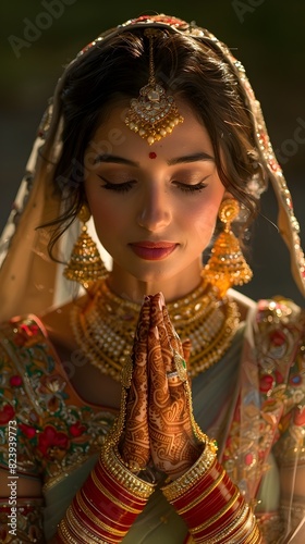 Radiant Indian Bride Reveling in Timeless Cultural Traditions and Ethereal Natural Lighting