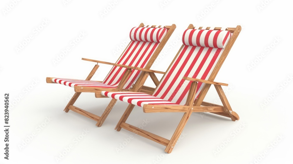 3D rendering of a beach chair on a white background.

