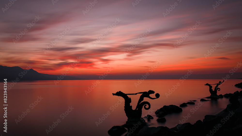 silhouette of a person on a sunset silhouette of a person on a sunset