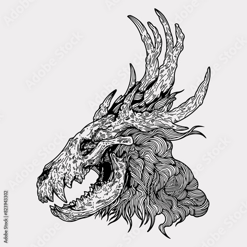 Deer elk demon monster mythology vector illustration photo