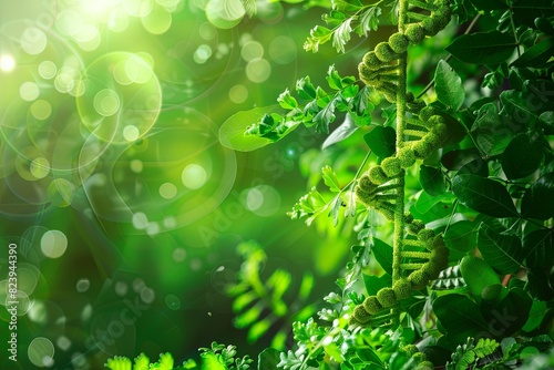 Sustainable Genetics: The Crucial Role of Green DNA in Environmental Balance. Plant's DNA helix as an essential part of the sustainability puzzle. 