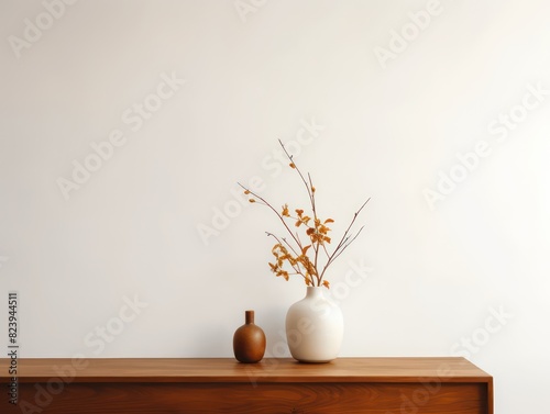 white wall, vintage vibe, light brown warm atmosphere