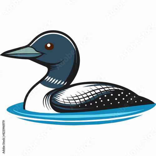 Arctic Loon bird swimming icon vector illustration  photo