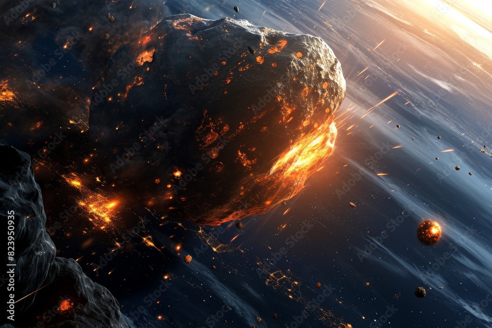 Asteroid due to hit the earth, Asteroid photo, AI generated Asteroid due to hit the earth, Asteroid photo, AI generated