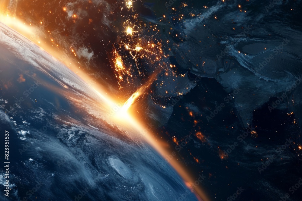 Asteroid due to hit the earth, Asteroid photo, AI generated Asteroid due to hit the earth, Asteroid photo, AI generated