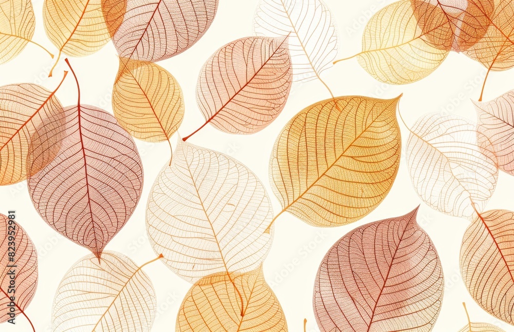 Detailed view of a pattern formed by leaves, centered on a white background Detailed view of a pattern formed by leaves, centered on a white background