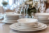 Set of Plates. Elegant Porcelain Plate Set Perfect for Buffet Dinner or Wedding Reception
