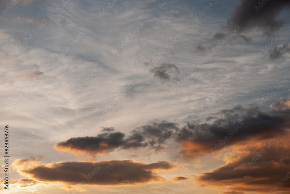 Intense sunset sky with colorful clouds Intense sunset sky with colorful clouds