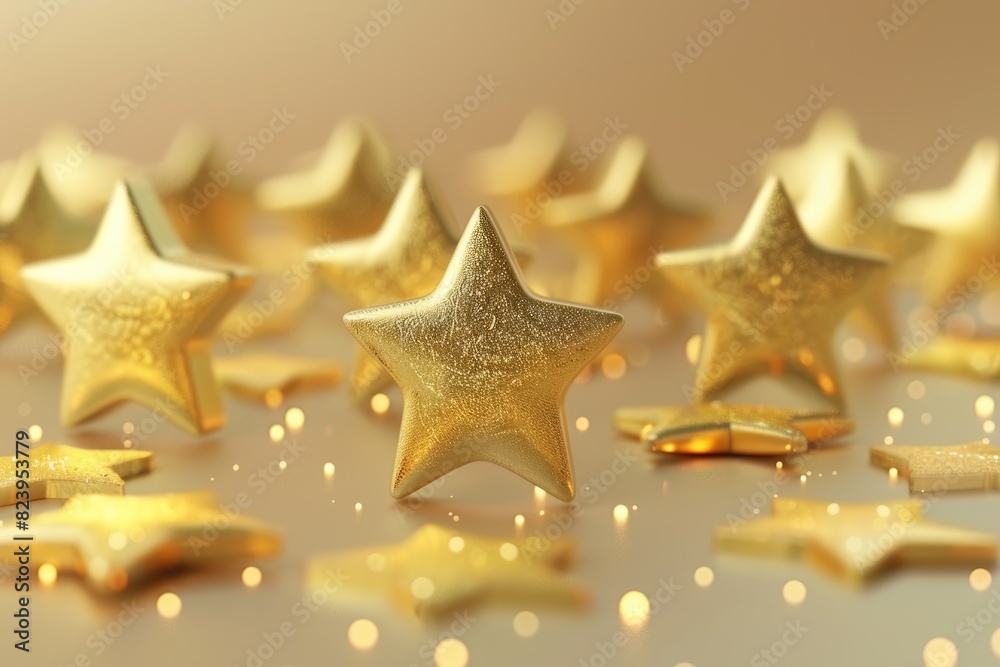 Stars 3D. Golden Star Rating and Review Symbol on Premium Quality Best Background Stars 3D. Golden Star Rating and Review Symbol on Premium Quality Best Background