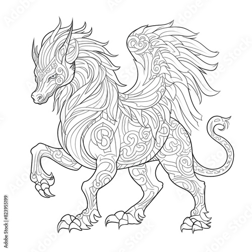 Chimera Coloring Pages for Adults  Intriguing Mythical Designs for Relaxation