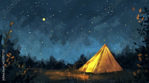A tent glows under a night sky full of stars © Rashid
