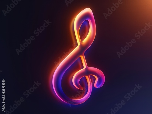 musical note icon, glowing gradient colors on black background