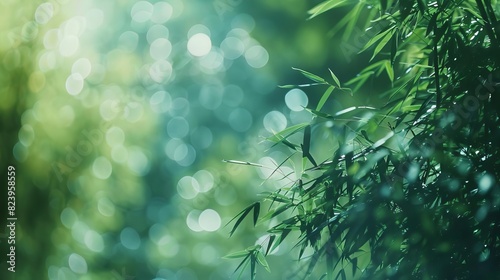 lush green bamboo forest with bokeh and blur tranquil nature background zen serenity highresolution photo