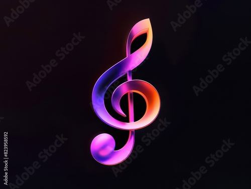 musical note icon  glowing gradient colors on black background