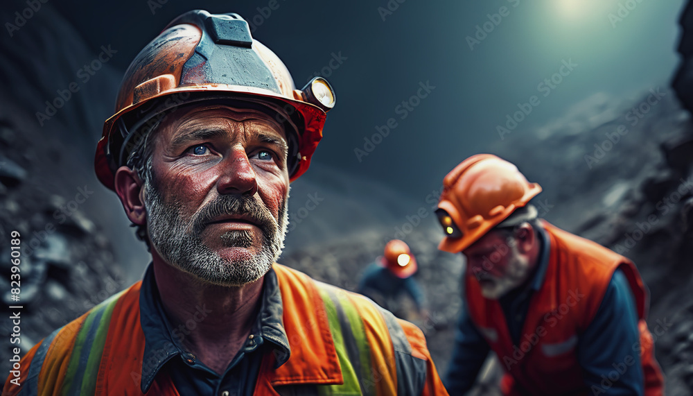Miner's Day. the miner is on shift. miners work in the mines. men's work. dangerous work Miner's Day. the miner is on shift. miners work in the mines. men's work. dangerous work
