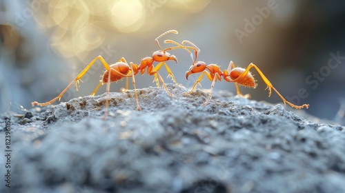 Ant action standing.Ant bridge unity team,Concept team work together  © Rashid