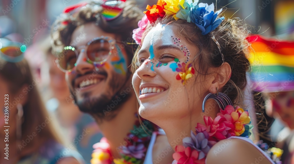 Colorful LGBTQ Couple at Pride Celebration Colorful LGBTQ Couple at Pride Celebration