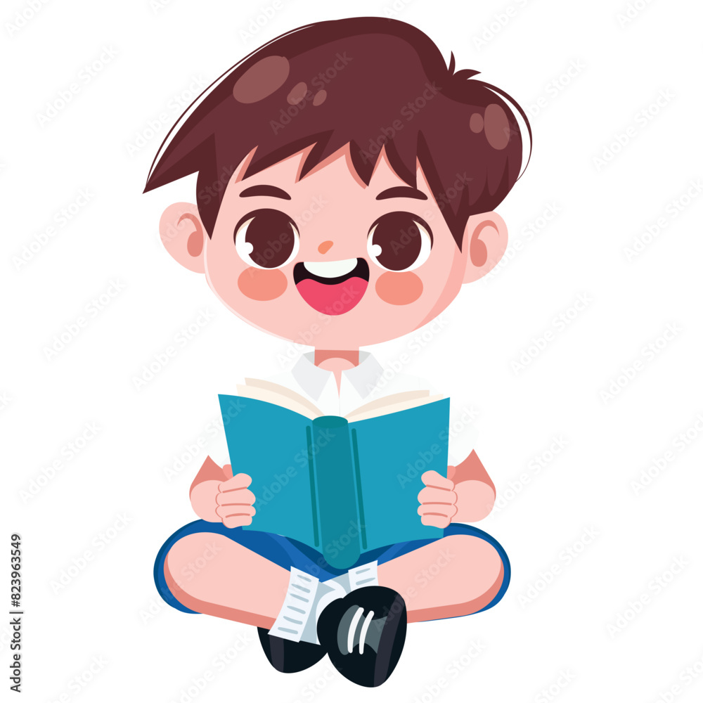Cute Thai student boy in school uniform read a book Cute Thai student boy in school uniform read a book