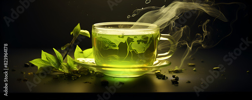 Green Tea Cup with Traditional Design and Glass Tea Steeper, Classic Tea Experience: Green Tea Cup with Traditional Design and Glass Steeper
 photo