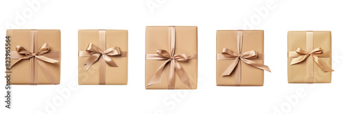 set of A beautifully wrapped gift parcel with a big, simple line label attached, on a transparent backgrounds