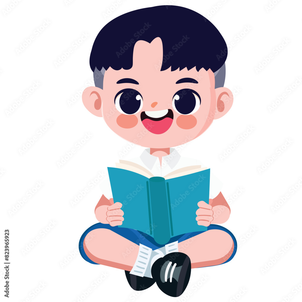 Cute Thai student boy in school uniform read a book Cute Thai student boy in school uniform read a book