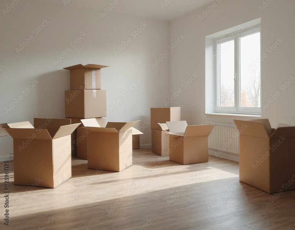 Empty Room with Moving Boxes Empty Room with Moving Boxes