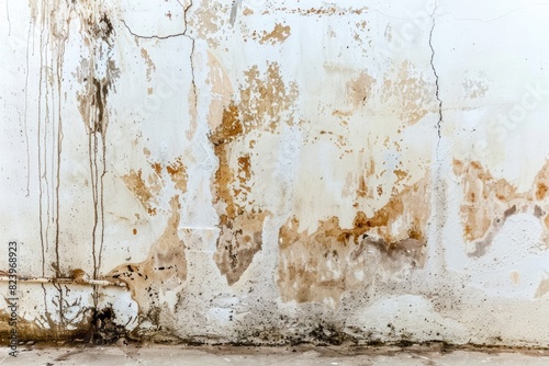 Wall Stains. Large Molded Mildew Stains On White Apartment Wall